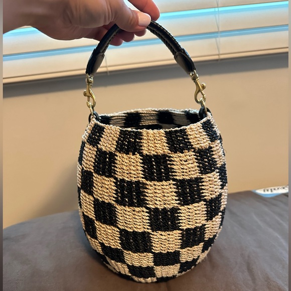 Clare V Handbags - Clare V. Pot De Miel in Cream and Black Checker